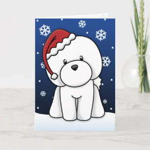 Kawaii Bichon Frise Weihnachtskarte Feiertagskarte