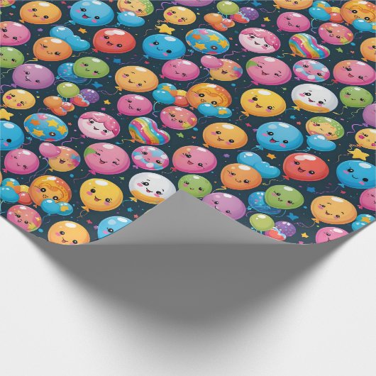 Kawaii Birthday Balloon Pattern Geschenkpapier (Ecke)