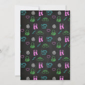 Kawaii Birthday Chalkboard Neon Party Einladung (Rückseite)