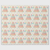 Kawaii Birthday - Cute Cake and Cupcakes Geschenkpapier (Flach)