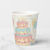 Kawaii Birthday - Cute Cake and Cupcakes Pappbecher (Rückseite)