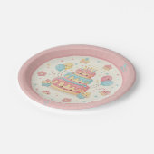 Kawaii Birthday - Cute Cake and Cupcakes Pappteller (Schrägansicht)