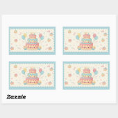 Kawaii Birthday - Cute Cake and Cupcakes Rechteckiger Aufkleber (Blatt)