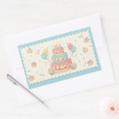 Kawaii Birthday - Cute Cake and Cupcakes Rechteckiger Aufkleber (Umschlag)