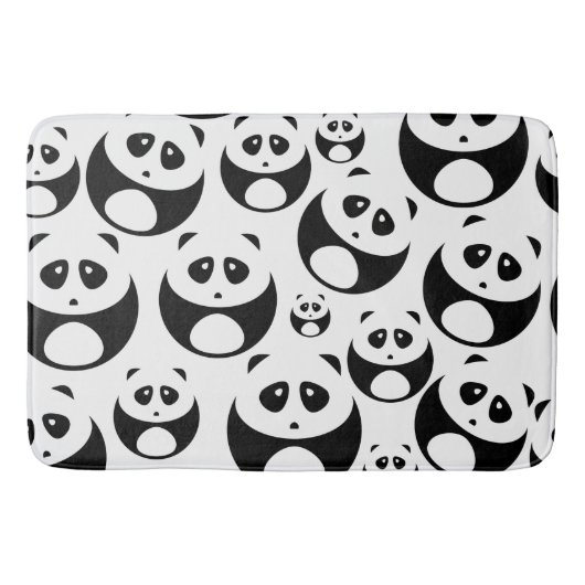 Kawaii Black and White Panda Muster Badematte (Vorderseite)
