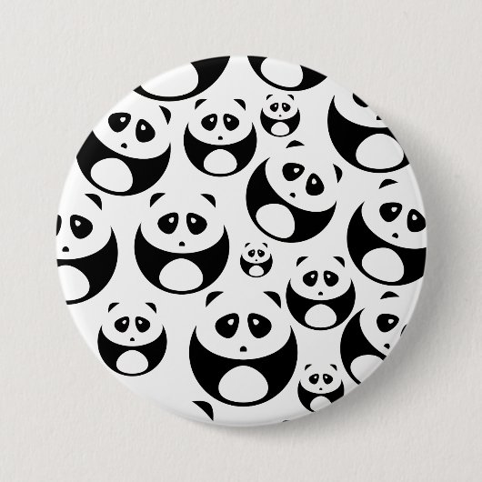 Kawaii Black and White Panda Muster Button (Vorderseite)