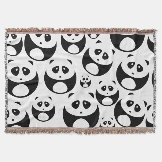 Kawaii Black and White Panda Muster Decke (Vorderseite)