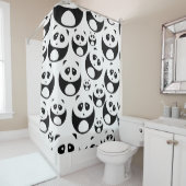 Kawaii Black and White Panda Muster Duschvorhang (Beispiel)