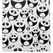 Kawaii Black and White Panda Muster Duschvorhang (Vorderseite)