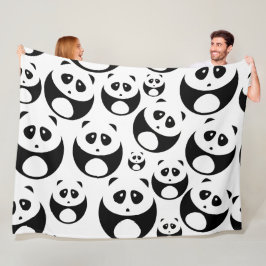 Kawaii Black and White Panda Muster Fleecedecke