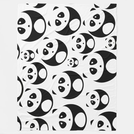 Kawaii Black and White Panda Muster Fleecedecke (Vorderseite)