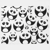 Kawaii Black and White Panda Muster Fleecedecke (Vorderseite (Horizontal))