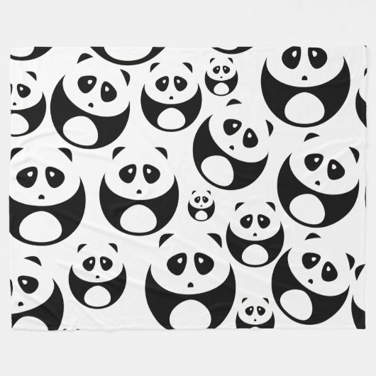 Kawaii Black and White Panda Muster Fleecedecke (Vorderseite (Horizontal))