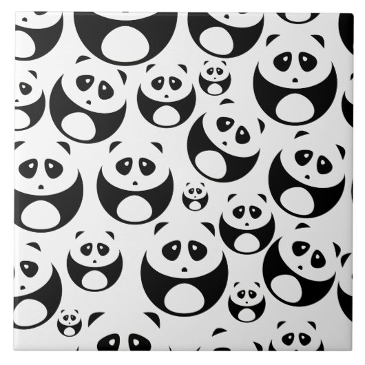Kawaii Black and White Panda Muster Fliese (Vorderseite)