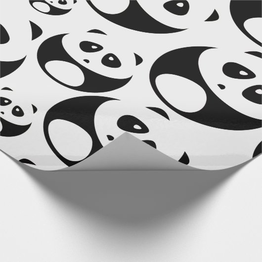 Kawaii Black and White Panda Muster Geschenkpapier (Ecke)