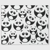 Kawaii Black and White Panda Muster Geschenkpapier (Flach)