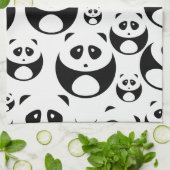 Kawaii Black and White Panda Muster Geschirrtuch (Gefaltet)