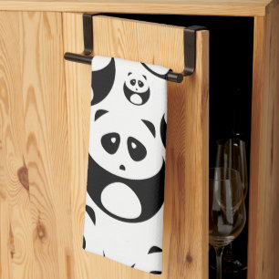 Kawaii Black and White Panda Muster Geschirrtuch