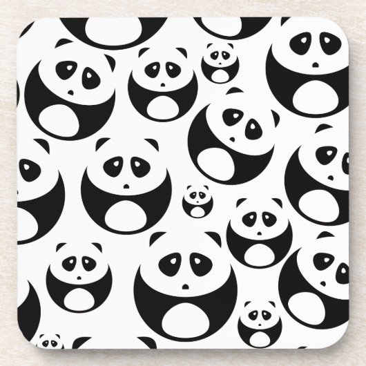 Kawaii Black and White Panda Muster Getränkeuntersetzer (Vorderseite)