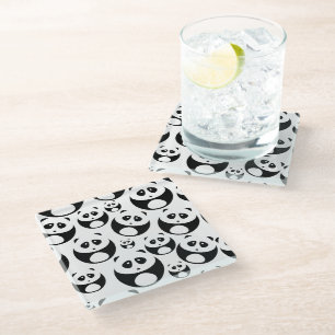 Kawaii Black and White Panda Muster Glasuntersetzer