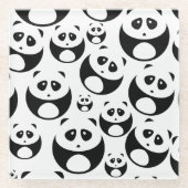 Kawaii Black and White Panda Muster Glasuntersetzer (Vorderseite)
