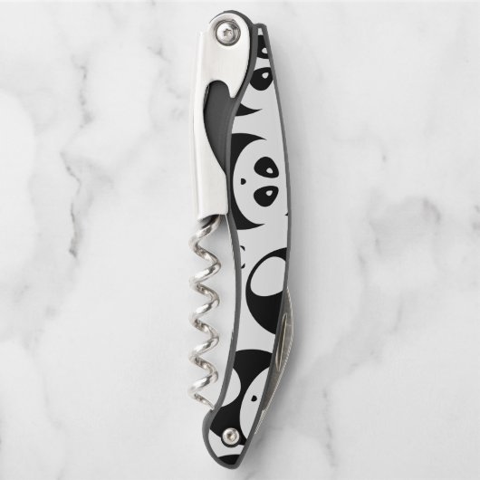 Kawaii Black and White Panda Muster Kellnermesser (Vorderseite)