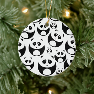 Kawaii Black and White Panda Muster Keramik Ornament