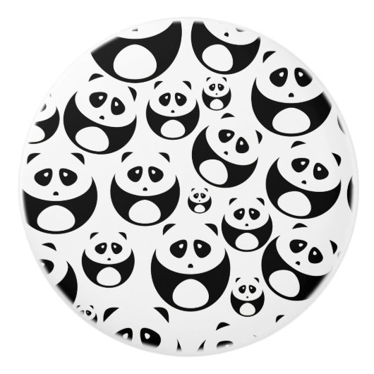 Kawaii Black and White Panda Muster Keramikknauf (Vorderseite)