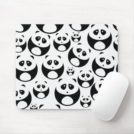 Kawaii Black and White Panda Muster Mousepad (Mit Mouse)