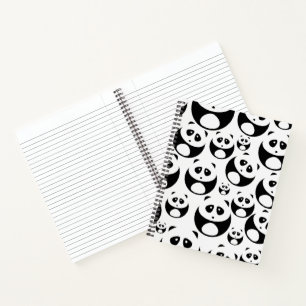 Kawaii Black and White Panda Muster Notizblock