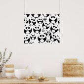 Kawaii Black and White Panda Muster Poster (Küche)