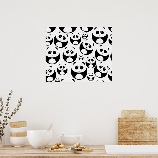Kawaii Black and White Panda Muster Poster (Küche)