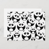 Kawaii Black and White Panda Muster Postkarte (Vorne/Hinten)