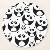 Kawaii Black and White Panda Muster Runder Pappuntersetzer (Vorderseite)