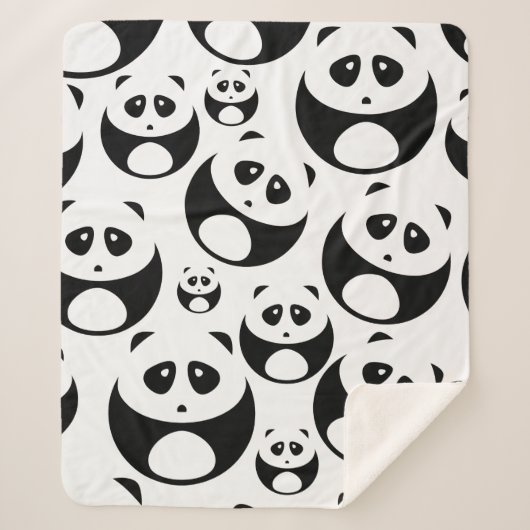 Kawaii Black and White Panda Muster Sherpadecke (Vorderseite)