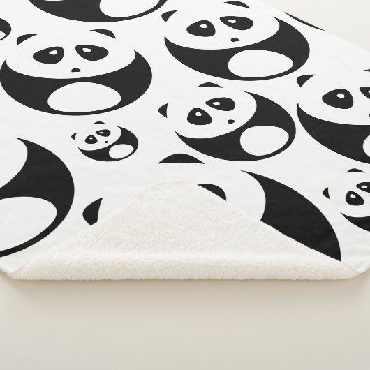 Kawaii Black and White Panda Muster Sherpadecke (3/4)