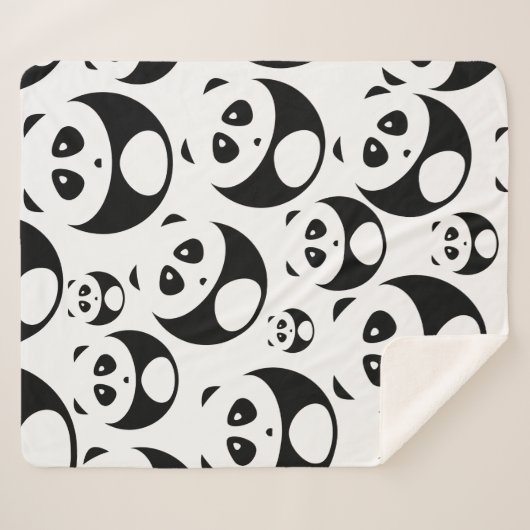 Kawaii Black and White Panda Muster Sherpadecke (Vorderseite (Horizontal))