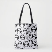 Kawaii Black and White Panda Muster Tasche (Vorderseite)
