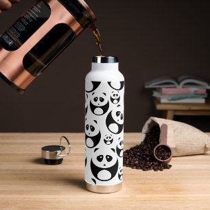 Kawaii Black and White Panda Muster Trinkflasche