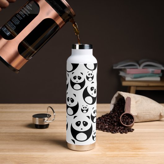 Kawaii Black and White Panda Muster Trinkflasche (Kaffee)