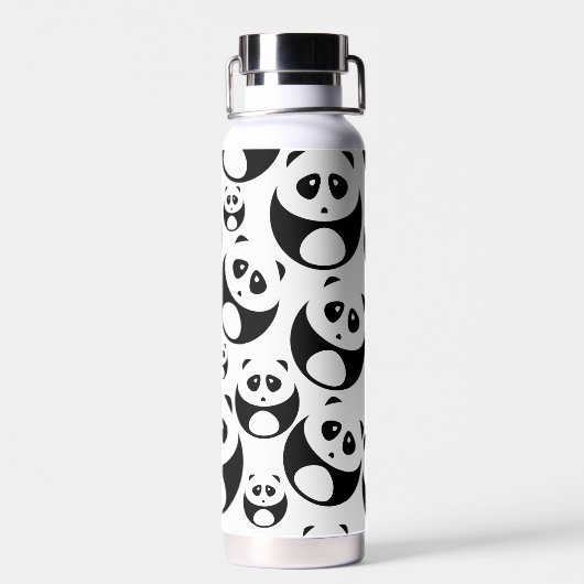 Kawaii Black and White Panda Muster Trinkflasche (Rückseite)