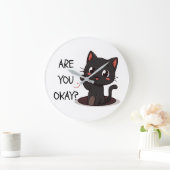 Kawaii Black Cat Clock Design Große Wanduhr (Zuhause)