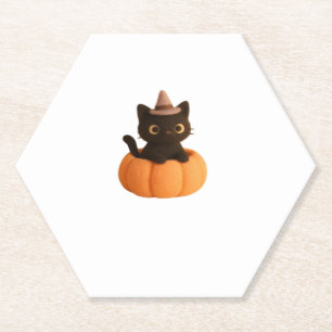 Kawaii Black Cat in Pumpkin Niedlich Felt Hallowee Untersetzer