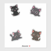 Kawaii Black Cat Pack Niedlicher Cartoon Cat Decal Aufkleber (Blatt)