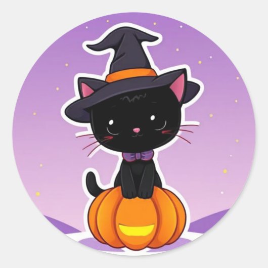 Kawaii Black Cat Pumpkin Halloween Sticker (Vorderseite)