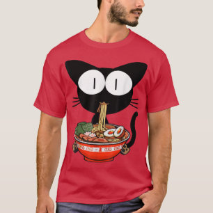 Kawaii Black Cat Ramen Bowl Anime japanische Noodl T-Shirt