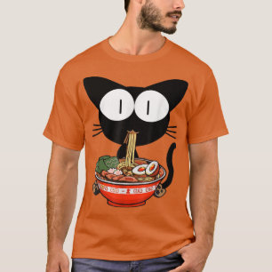 Kawaii Black Cat Ramen Bowl Anime japanische Noodl T-Shirt