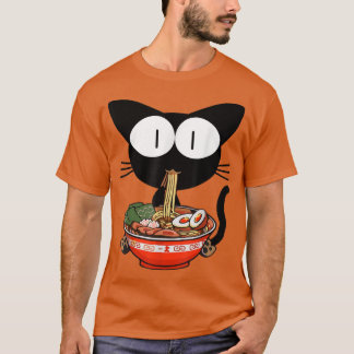 Kawaii Black Cat Ramen Bowl Anime japanische Noodl T-Shirt