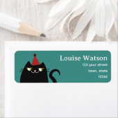 Kawaii Black Cat Rücksendeadresse (Insitu)