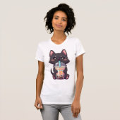 Kawaii Black Cat Sipping Boba Tea - Cute Anime T-Shirt (Vorne ganz)